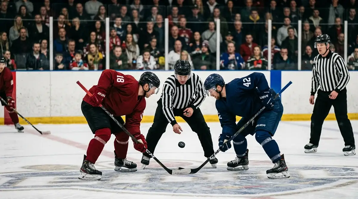 EIHL face-off between two British rival clubs at centre ice