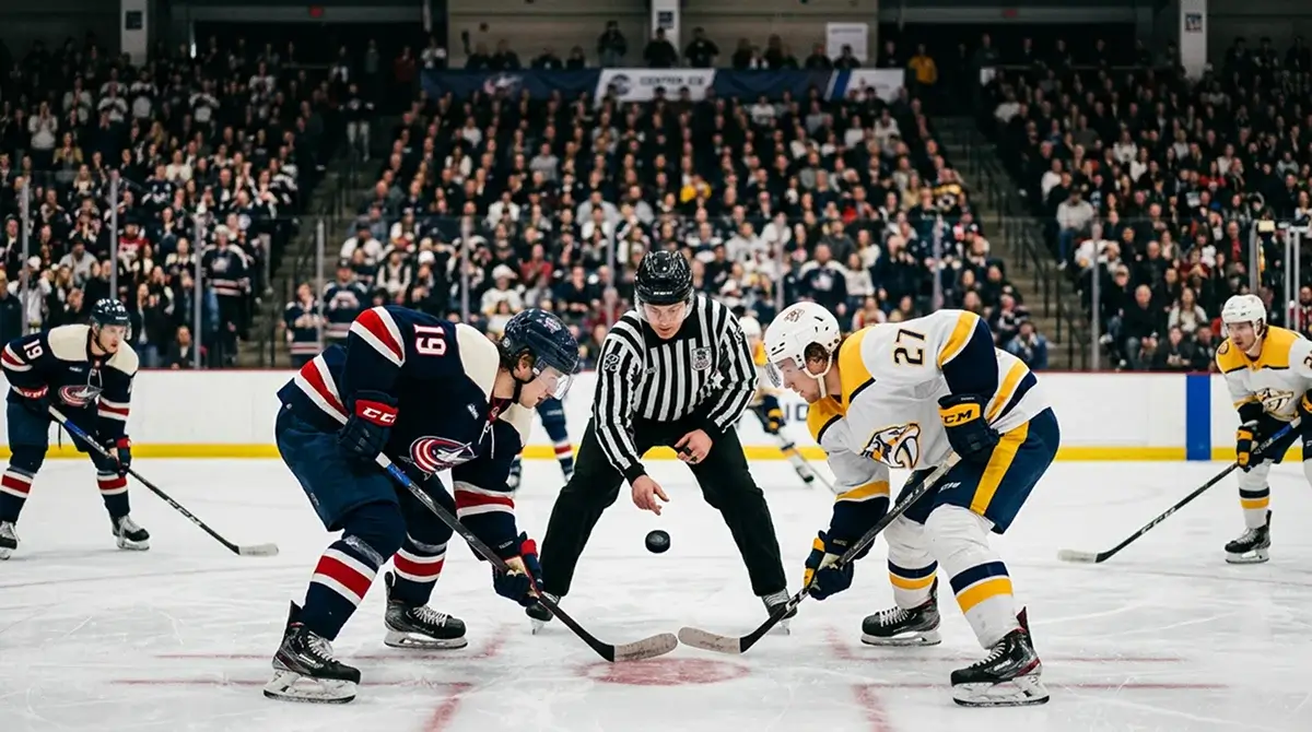 DEL ice hockey arena with full crowd at puck drop