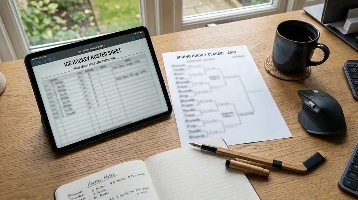 Sports bettor reviewing 4 Nations Face-Off team rosters on tablet