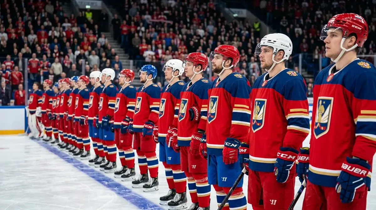 Best-on-best international ice hockey players line up before 4 Nations Face-Off match