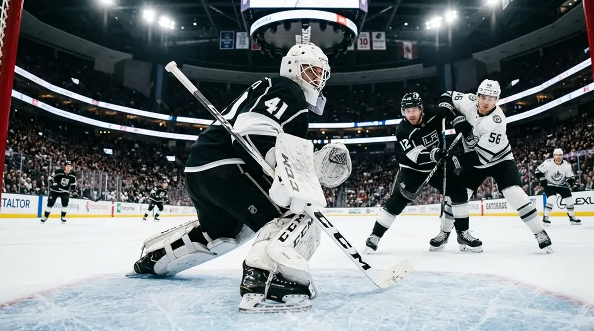 NHL goaltender mid-game with a clear view of the active crease workload