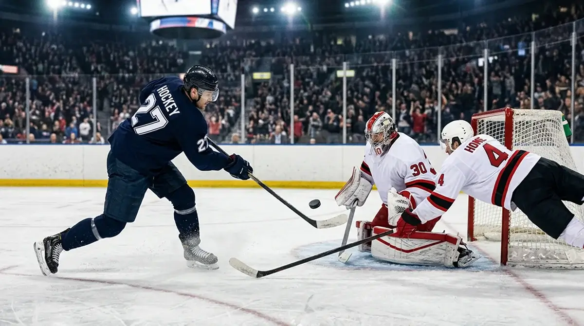 High-danger shot attempt from the slot in front of an NHL goaltender