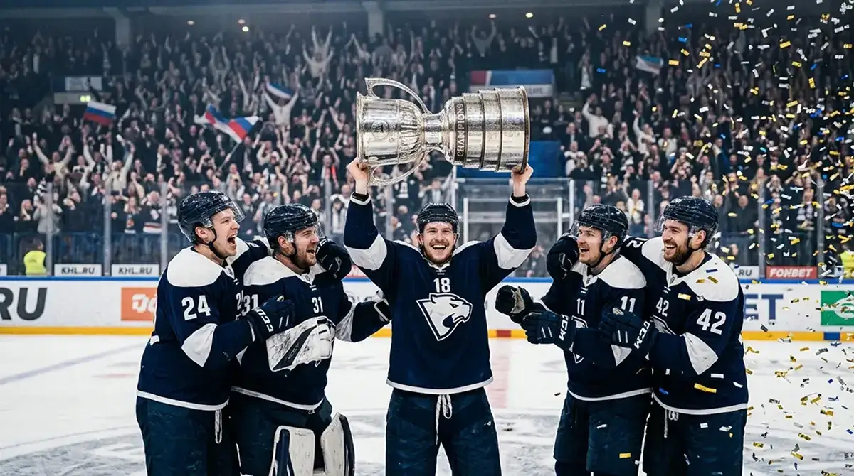 Gagarin Cup playoff celebration moment for a KHL champion