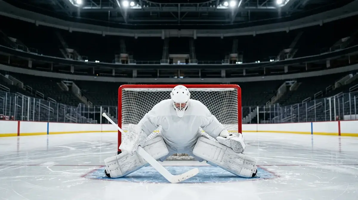 NHL backup goaltender warming up before a back-to-back start