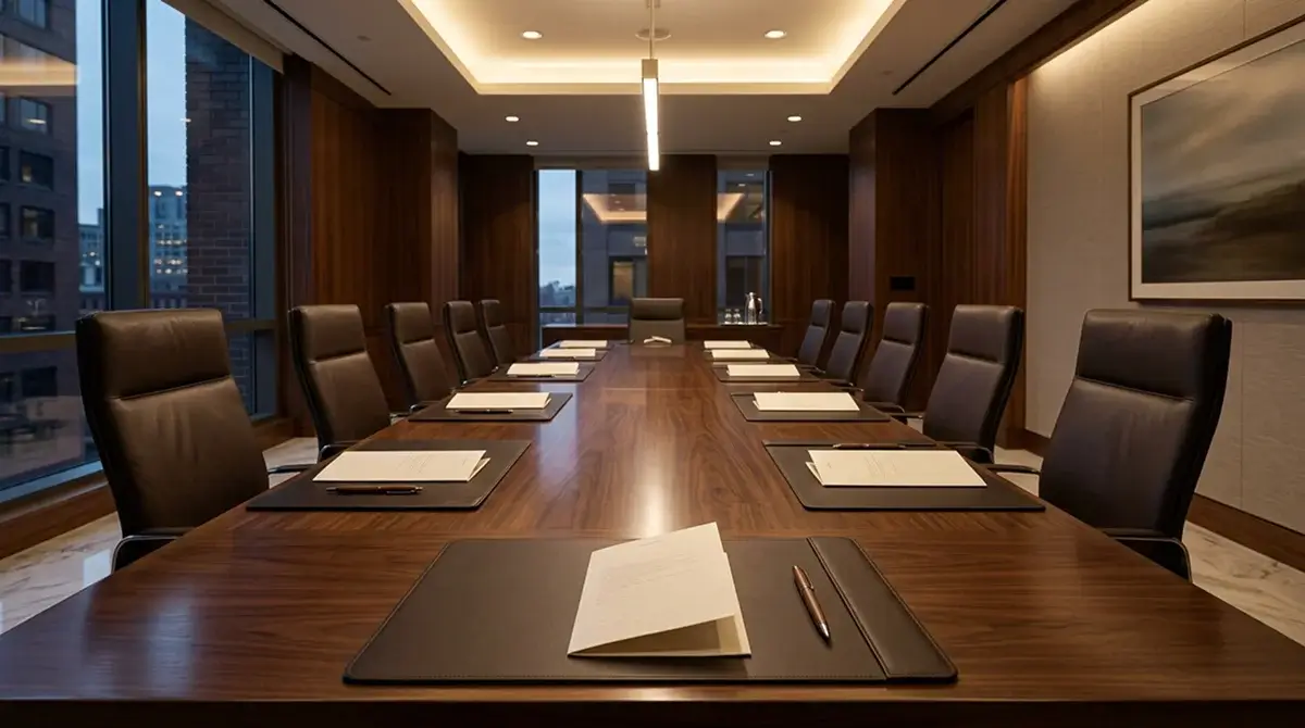 NHL boardroom representing general managers voting process for Vezina Trophy