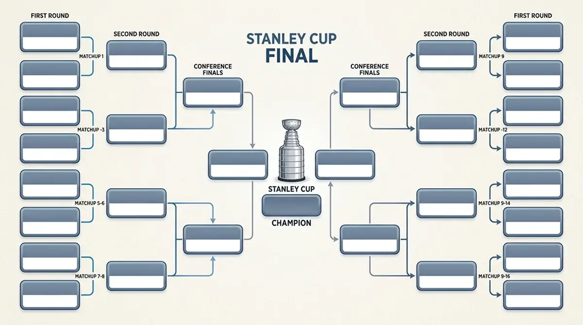 NHL Stanley Cup playoff bracket structure with first-round matchups across conferences