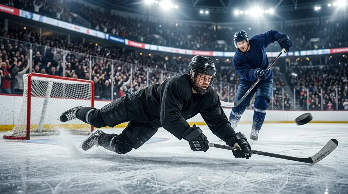 NHL defenceman blocking shot during high-pressure Stanley Cup playoff game