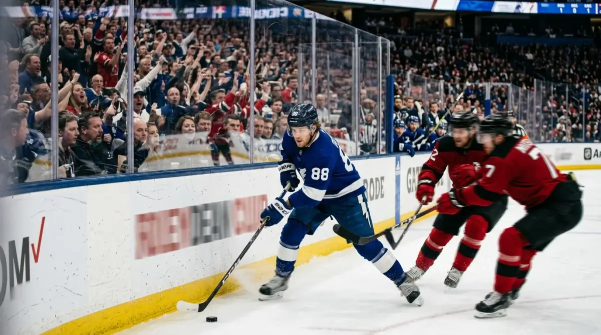 Stanley Cup playoff home game action in front of full house