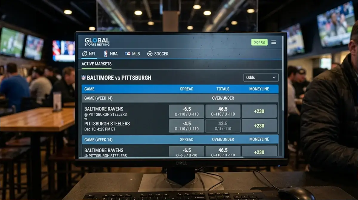 Sportsbook screen showing NHL totals line moving from 6 to 6.5