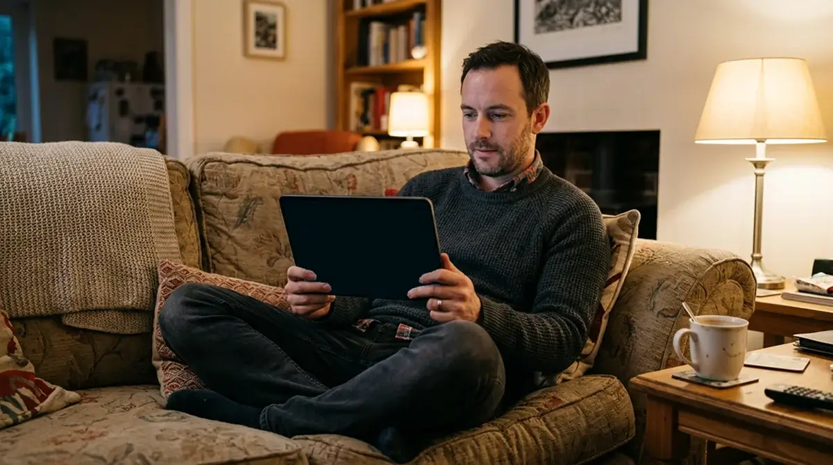 UK punter comparing moneyline and puck line markets on a tablet at home