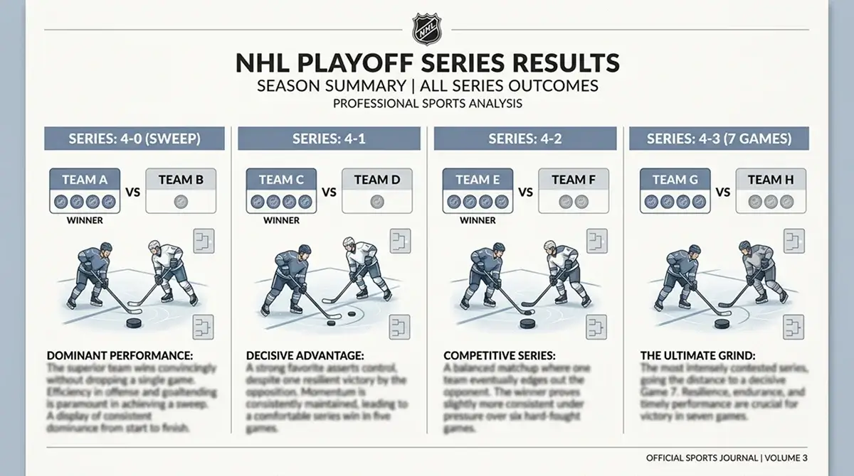 NHL playoff series score sheet illustrating possible series-length outcomes