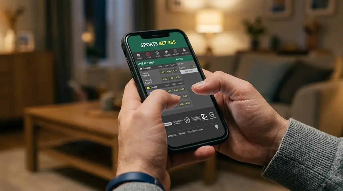 Bettor checking sportsbook licence credentials in site footer on mobile phone