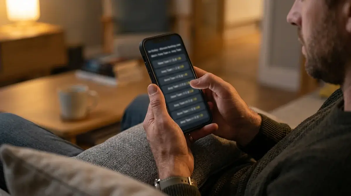 UK punter scrolling through alternate puck line options on a mobile sportsbook app