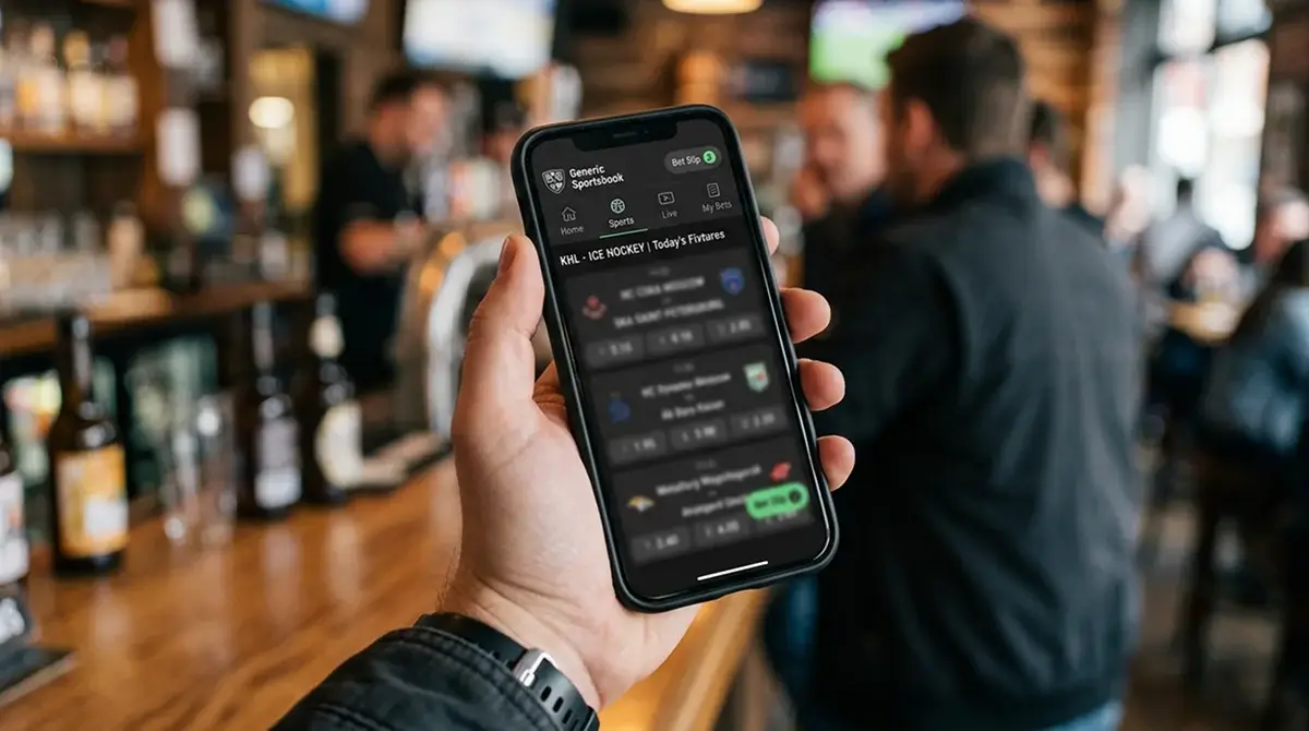 UK sportsbook mobile app showing KHL betting markets