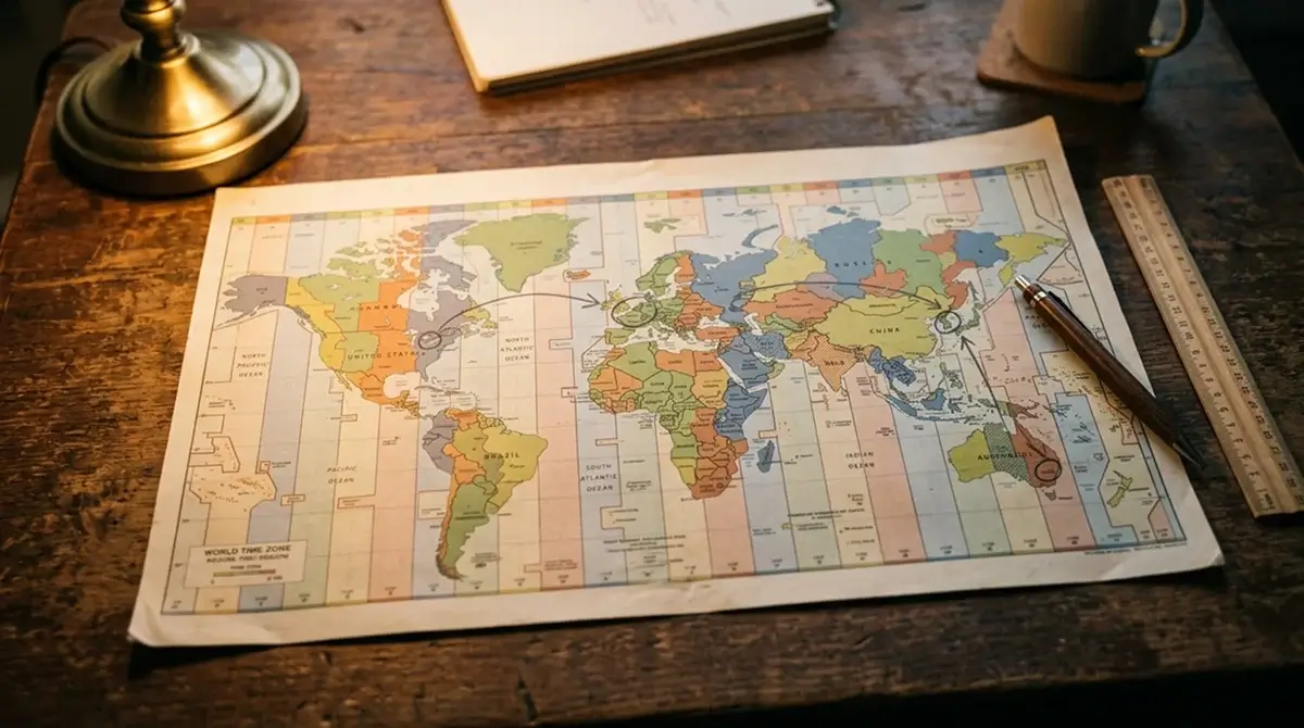 World time zone map noting KHL fixture times for UK bettors